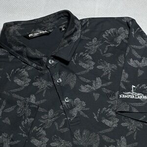 Travis Mathew Golf Polo‎ Shirt Mens XL Black Performance Floral Kemper Lakes GC